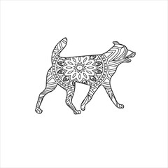 Dog mandala coloring vector illustration