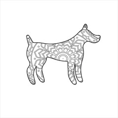 Dog mandala coloring vector illustration