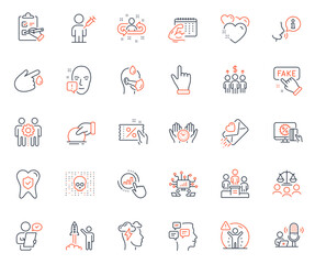 People icons set. Included icon as Cyber attack, Recruitment and Mindfulness stress web elements. Fake information, Donate, Fitness calendar icons. Messages, Social distance. Vector