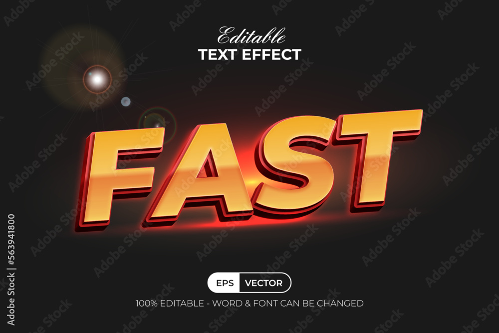 Poster fast text effect 3d style. editable text effect.