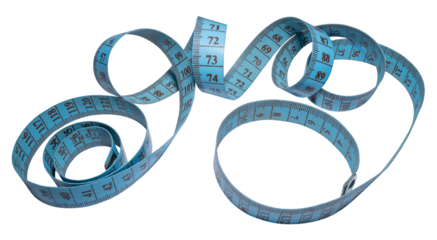 mètre ruban de couturière sur fond transparent 