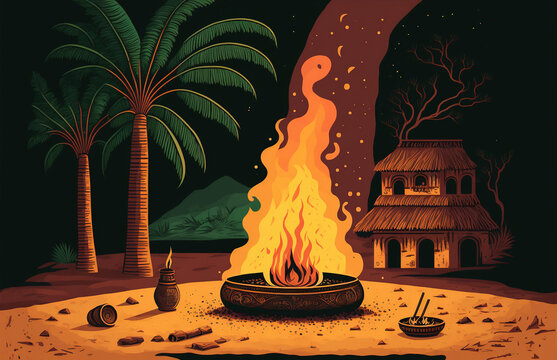 Indian Festival Holika Dahan Wallpaper Generative AI