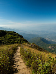 Fototapeta na wymiar landscape countryside on mountain with hiking trail at Doi Inthanon National Park