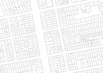 Urbanisme et territoire - plan cadastral avec limites de parcelles d'un centre ville d'une métropole