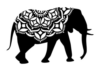 Mandala elephant line art design for card, tattoo, banner, coloring book and so on - stock vector
