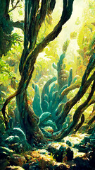 Obraz na płótnie Canvas forest Mayan style under the sea illustration art Generative AI Content by Midjourney
