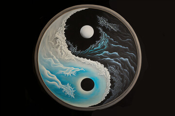 Day and night ocean representing the yin and yang. - obrazy, fototapety, plakaty