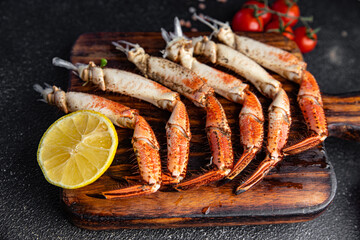 fresh crab claws crustacean seafood meal food on the table copy space food background rustic top view