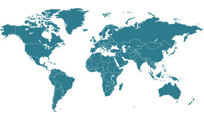 Fototapeta na wymiar World map. Silhouette map. Color vector modern map 