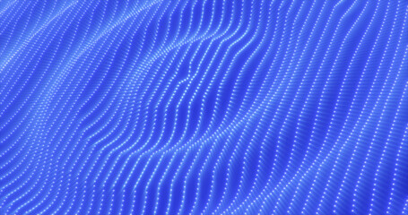 Abstract blue waves streaks circles of particles and dots futuristic rhythmic glowing magic energy. Abstract background