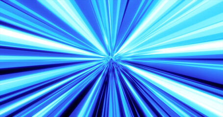 Abstract glowing blue futuristic energetic fast tunnel of lines and bands of magical energy in space. Abstract background
