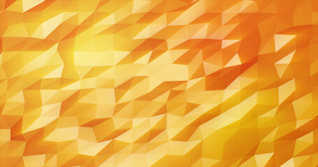 Abstract moving triangles yellow gold low poly digital futuristic. Abstract background
