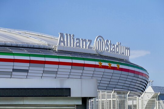 Juventus fc stadium sponsored by Allianz insurance Turin Italy 