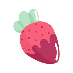Vector single image of strawberry in chocolate. In hand draw style.