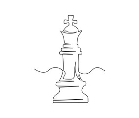 Continuous one line drawing of chess queen. Simple dame line art vector illustration.