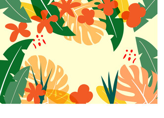background with flowers and leafs untidy colorful spring