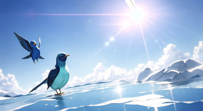 氷の上の青い鳥