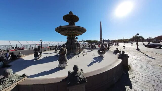 timelapse of Place de la Concorde square in paris city center, France