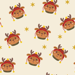 Cute winter animals background pattern