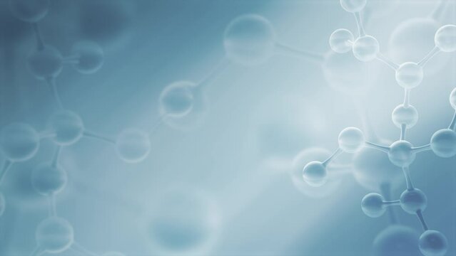 Concept realistic molecules background. Science illustration of a cream molecule. Hyaluronic acid skin solutions advertising, collagen serum drop with cosmetic advertising background. 3d rendering.