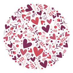 Obraz premium Motifs Saint Valentin - Cœurs et dessins autour de l'amour et de la fête des amoureux