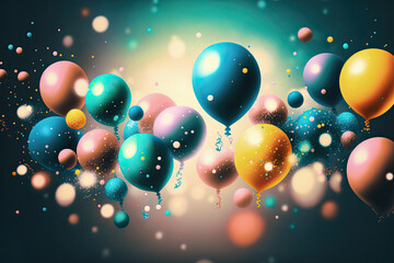 Colorful Balloons Rising, For Celebration and Parties. Generative AI Illustration