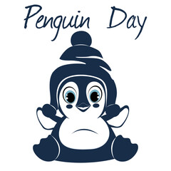 Penguin awareness day January 20, cute cartoon character, penguin, holiday penguin illustration in cartoon patterns 