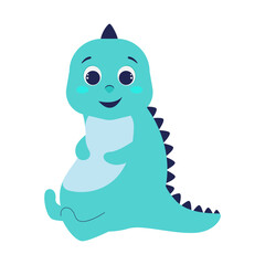 Illustration of a little dragon, children's drawing. Cute baby shower clipart or print for invitations, greeting cards, posters, etc