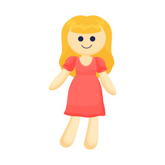 Child's toy illustration, doll, child's drawing. Cute baby shower clipart or print for invitations, greeting cards, posters, etc