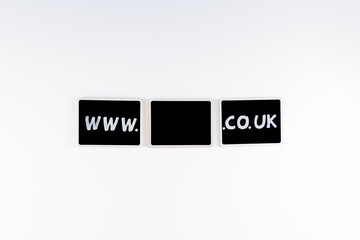 blank web domain name address template .united kingdom mock up corproate business  or private concept on  black chalk boards isolated on a white background