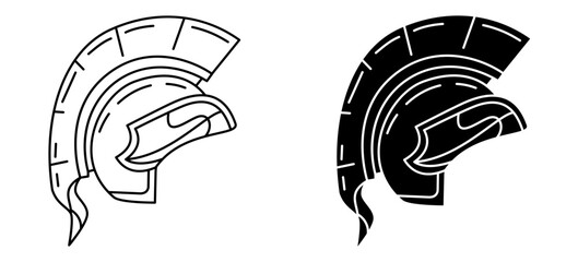 Ancient helmet hoptila spartan outline and glyph icon