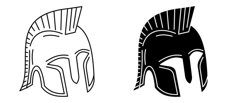 Ancient hoptila spartan helmet outline and glyph icon