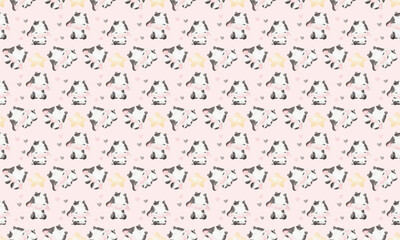 Cute Baby Cow Seamless Patterns