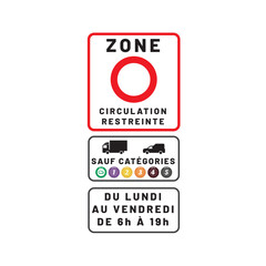 Zones à faibles émissions mobilité (ZFE-m) - obrazy, fototapety, plakaty