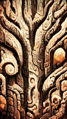Trees Mayan style texture background illustration art Generative AI Content by Midjourney