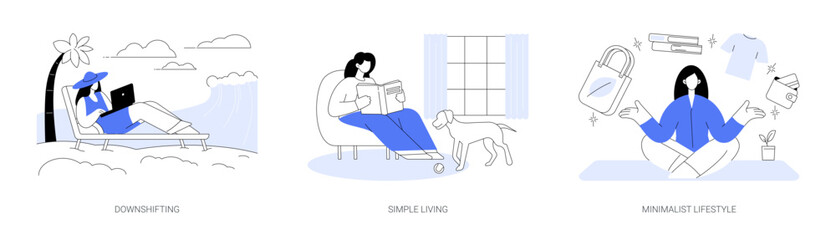 Voluntary lifestyle abstract concept vector illustrations.