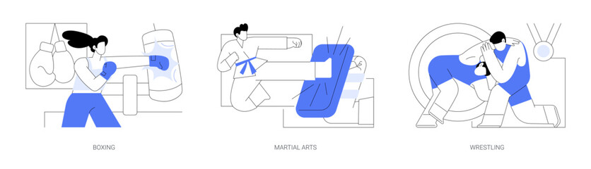 Combat sport abstract concept vector illustrations. © Visual Generation