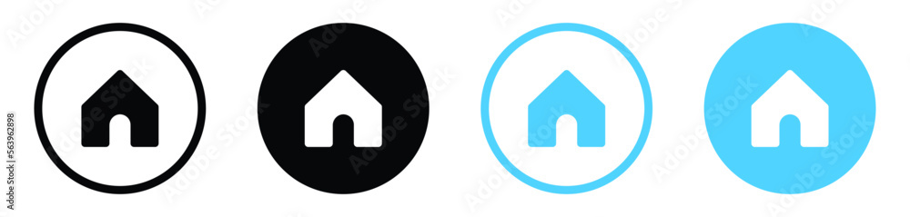 Poster web home icon button, house icon, home sign in circle or main page icon for apps and website