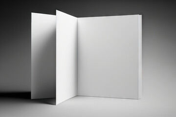Blank booklet on gray background. Based on Generative AI