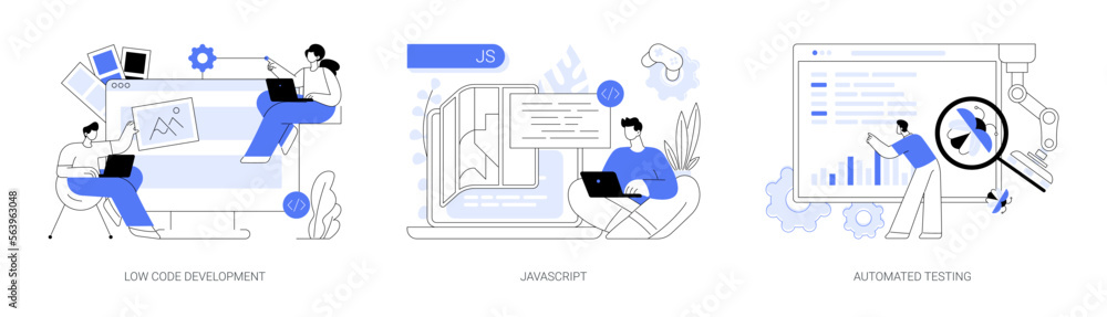 Poster web programming abstract concept vector illustrations.