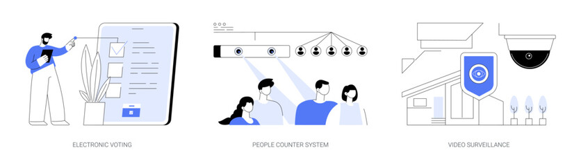 People monitoring and analytics abstract concept vector illustrations.