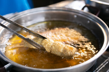 Boiled fish balls and vegetable with Seafood Sauce. Thai food style.