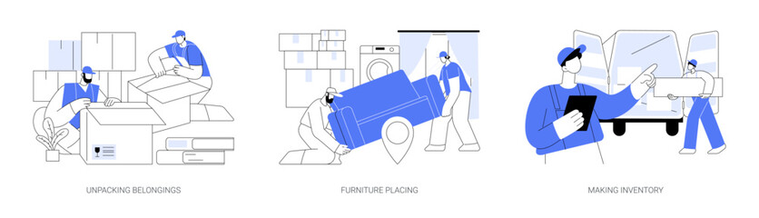 Full service moving company abstract concept vector illustrations.