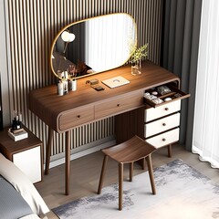 Detail of Stylish room interior modern vanity generative ai with dressing table
