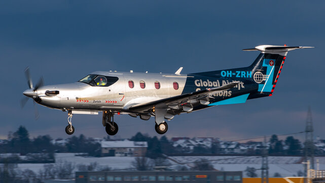Global Airlift Solutions Pilatus PC-12/47E   airplane - STR, Germany, 19 January 2023