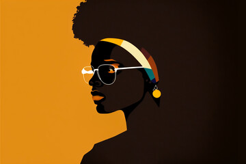 African woman on yellow background. Black History Month Template Design Illustration, African...