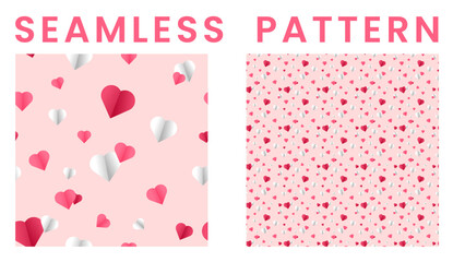 Valentines Day vector seamless pattern background. Folding hearts LOVE Wallpaper.