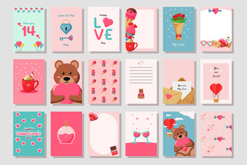 Set of Valentine's day greeting cards. Typography poster, card, label, banner design set.