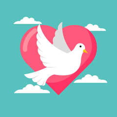 Vector Valentine's day with dove and valentine