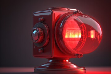 Fototapeta na wymiar Red light warning lamp wigwag. Generative AI 